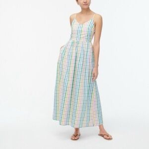 J. Crew Pastel Colors Gingham Print Maxi Dress Size 2